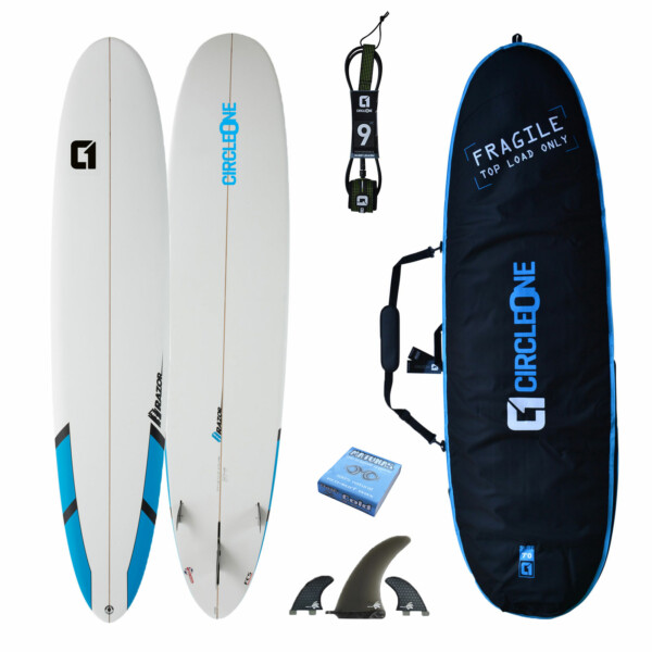 9ft Razor Longboard Surfboard Package - Includes Bag, Fins, Wax & Leash