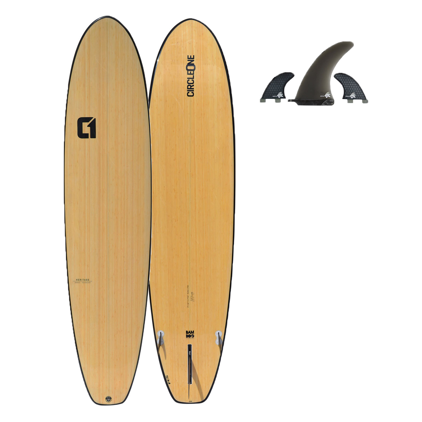 Mini Mal Surfboard - 8ft Bamboo Squash Tail Mini Mal Surfboard from Circle One