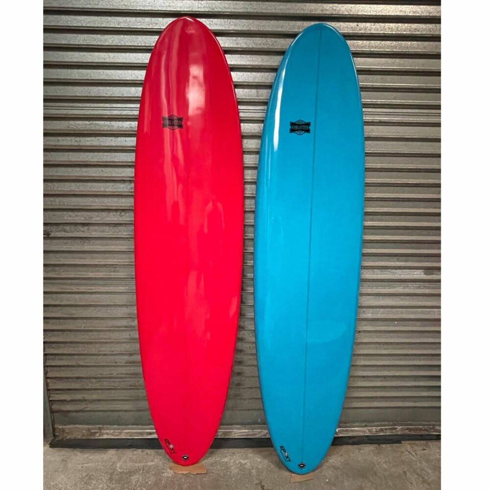 7ft-6inch-Forgotten-Circle-One-Surfboards-Mini-Mal-Surfboard-Deck-BLUE-e-Red-Variant-RAW