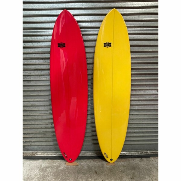 7ft-Forgotten-Circle-One-Surfboards-Retro-Ei-Deck-Rot-und-Gelb